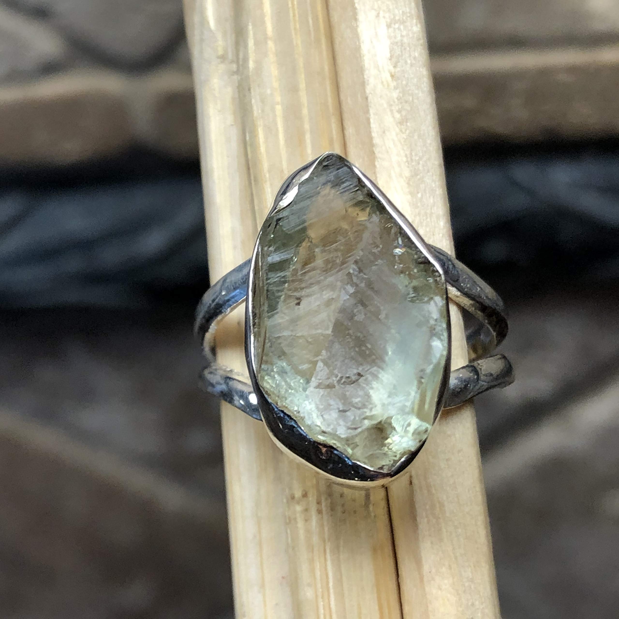 Natural Green Amethyst 925 Solid Sterling Silver Ring Size 6 - Natural Rocks by Kala