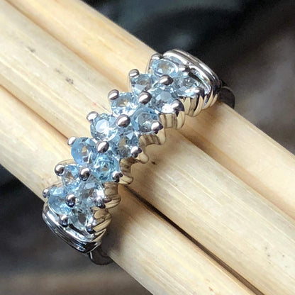 Natural Aquamarine 925 Solid Sterling Silver Ring Size 6, 7, 8, 9 - Natural Rocks by Kala