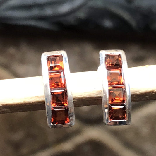 Natural 2ct Pyrope Garnet 925 Solid Sterling Silver Earrings 12mm - Natural Rocks by Kala