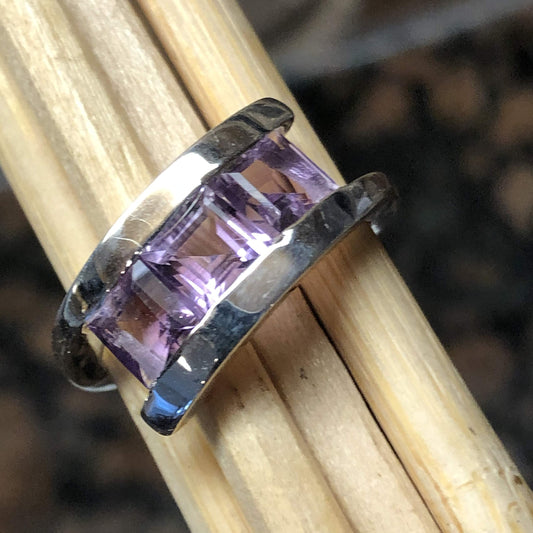 Natural 2ct Purple Amethyst 925 Solid Sterling Silver Ring Size 5, 7, 8, 9 - Natural Rocks by Kala