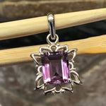 Natural 4ct Purple Amethyst 925 Solid Sterling Silver Pendant 28mm - Natural Rocks by Kala