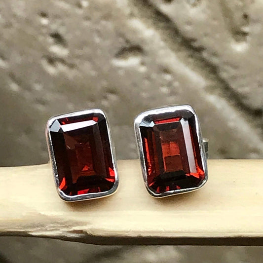 Natural 2ct Pyrope Garnet 925 Solid Sterling Silver Earrings 7mm - Natural Rocks by Kala
