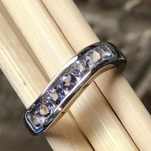 Natural 2.5ct Iolite 925 Solid Sterling Silver Wedding Band Ring Size 6, 7 - Natural Rocks by Kala