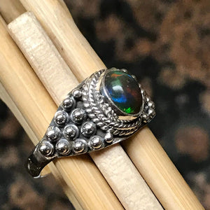 Genuine Chalama Black Opal 925 Solid Sterling Silver Engagement Ring Size 7, 8, 9 - Natural Rocks by Kala