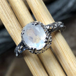 Natural Rainbow Moonstone 925 Solid Sterling Silver Engagement Ring Size 6, 7, 8, 9 - Natural Rocks by Kala