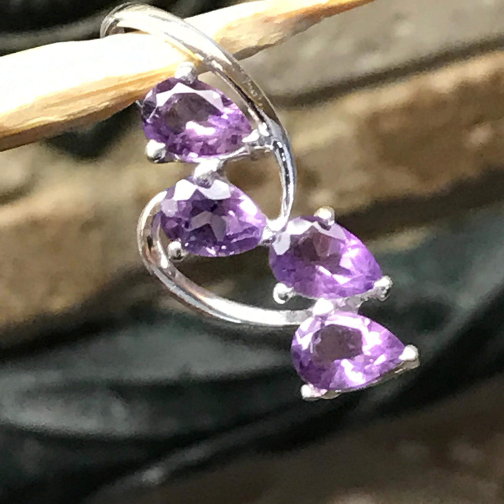Natural 2.5ct Purple Amethyst 925 Solid Sterling Silver Journey Pendant 25mm - Natural Rocks by Kala