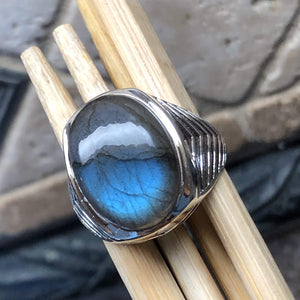 Natural Blue Labradorite 925 Solid Sterling Silver Men's Ring 7, 8, 9, 10, 11, 12, 13 - Natural Rocks by Kala