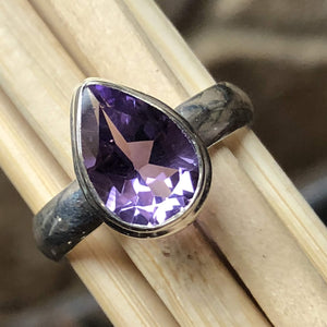 Natural 2ct Purple Amethyst 925 Solid Sterling Silver Engagement Ring Size 7, 8 - Natural Rocks by Kala
