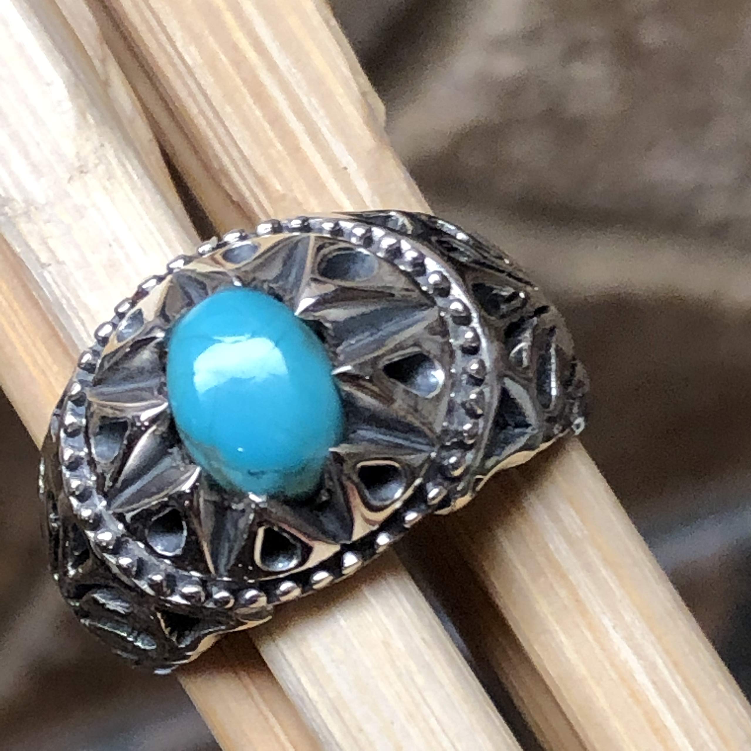 Blue Mohave Turquoise 925 Solid Sterling Silver Men's Ring Size 8, 9, 10, 11, 12 - Natural Rocks by Kala