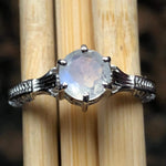 Genuine Rainbow Moonstone 925 Solid Sterling Silver Engagement Ring Size 6, 7, 8, 9 - Natural Rocks by Kala