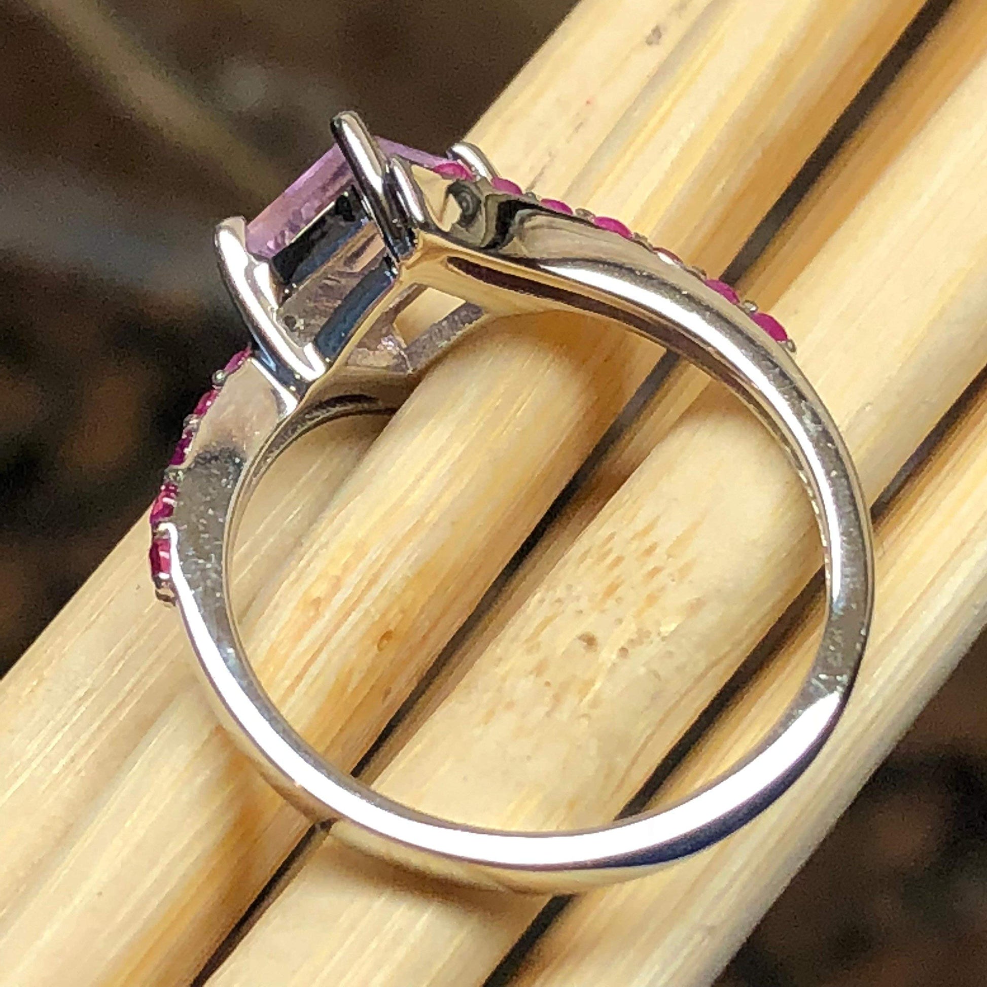Natural Purple Amethyst, Ruby 925 Solid Sterling Silver Engagement Ring Size 5, 6, 7, 8, 9 - Natural Rocks by Kala