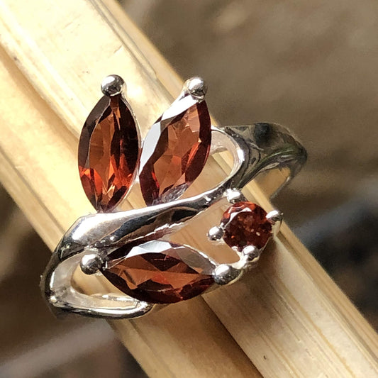 Natural 2ct Pyrope Garnet 925 Solid Sterling Silver Stackable Ring Size 6, 7, 9 - Natural Rocks by Kala