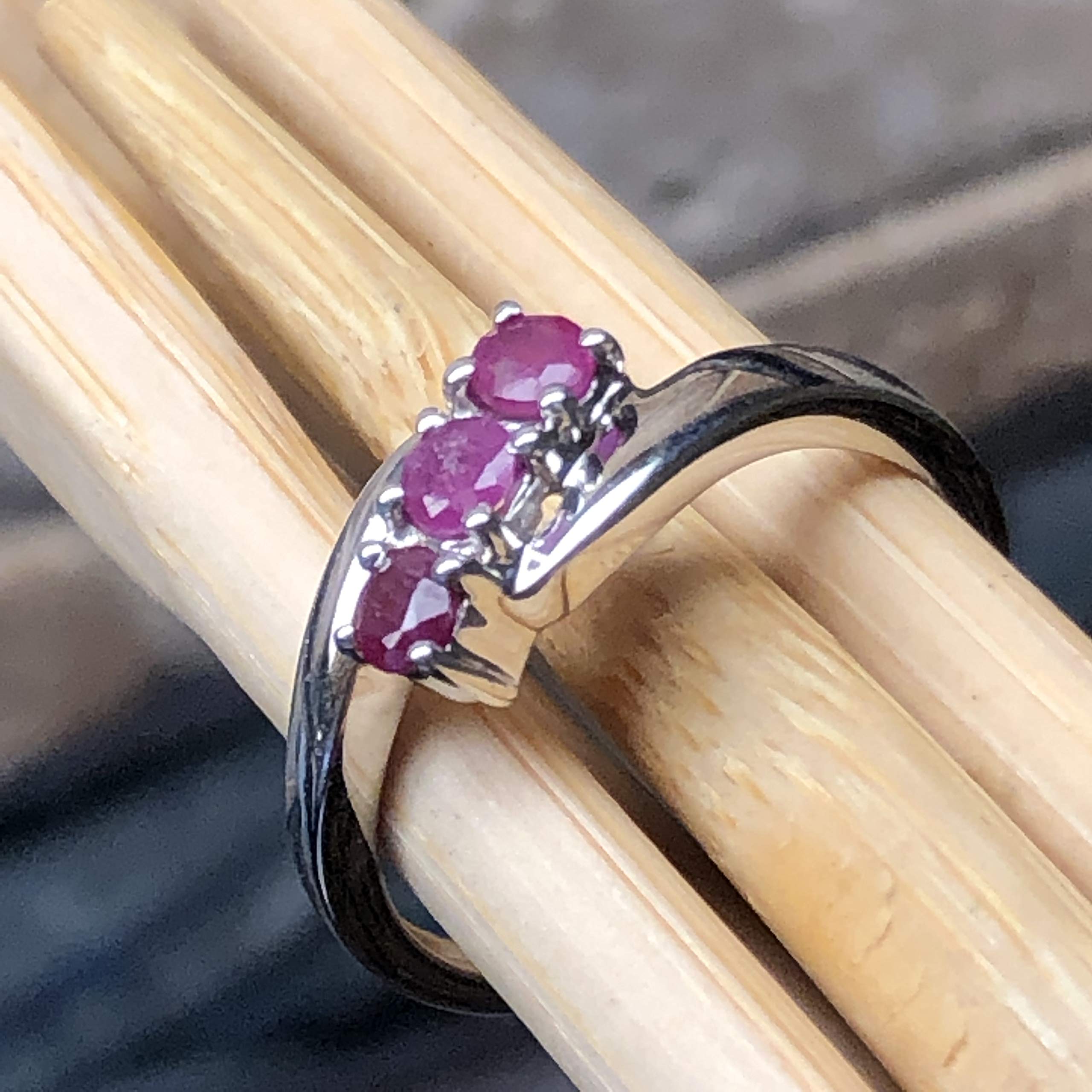Natural Ruby 925 Solid Sterling Silver Ring Size 6, 7, 8, 9 - Natural Rocks by Kala