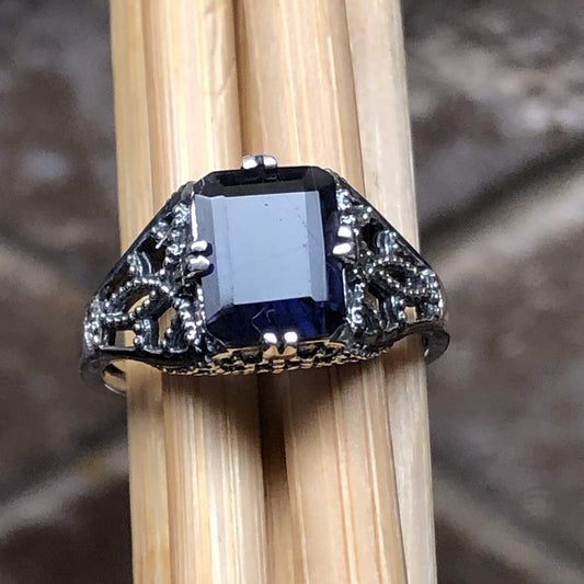 Natural 2ct Iolite 925 Sterling Silver Engagement Ring Size 6, 7, 8, 9 - Natural Rocks by Kala