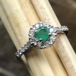 Natural Green Emerald 925 Solid Sterling Silver Engagement Ring Size 6, 7, 8, 9 - Natural Rocks by Kala