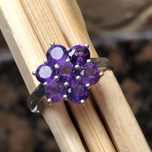 Natural 2.5ct Purple Amethyst 925 Solid Sterling Silver Ring Size 6, 7, 8 - Natural Rocks by Kala