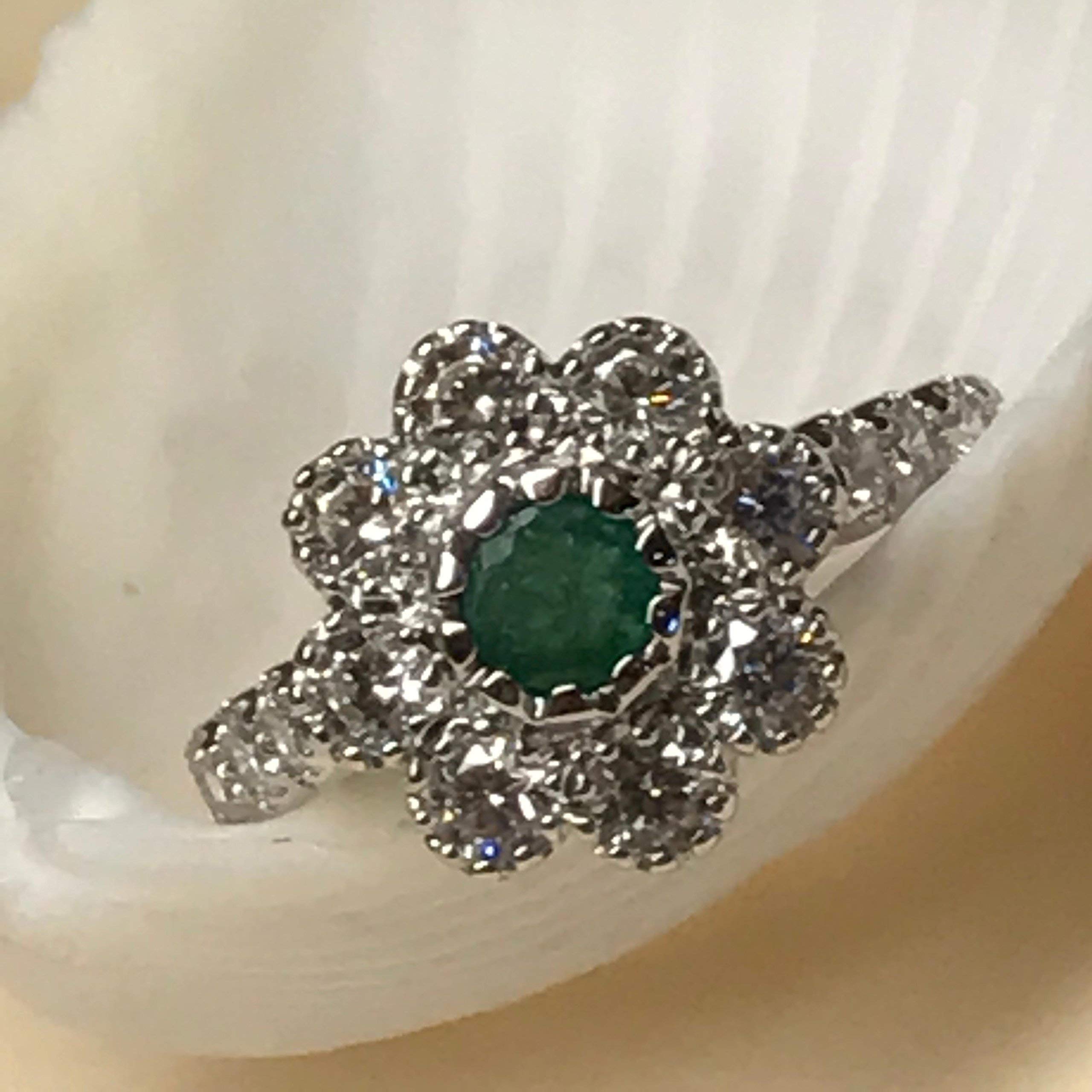 Natural Green Emerald 925 Solid Sterling Silver Engagement Ring Size 6, 7, 8, 9 - Natural Rocks by Kala