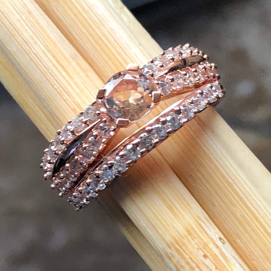 Natural Peach Morganite 14k Rose Gold Over Sterling Silver Engagement Ring size 5, 6, 7, 8, 9 - Natural Rocks by Kala