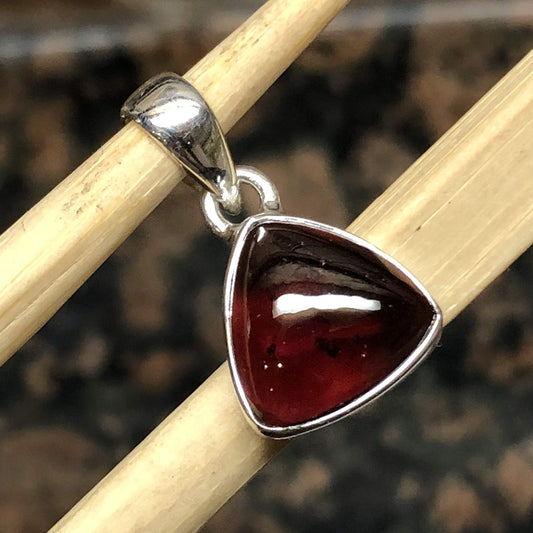 Natural Cabochan Garnet 925 Solid Sterling Silver Pendant 25mm - Natural Rocks by Kala