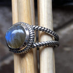 Natural Blue Iridescence Labradorite 925 Sterling Silver Engagement Ring Size 6, 7, 9 - Natural Rocks by Kala
