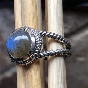 Natural Blue Labradorite 925 Sterling Silver Engagement Ring Size 7, 8.5, 9 - Natural Rocks by Kala