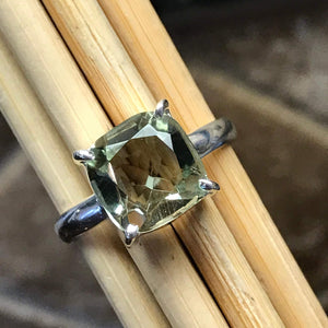 Natural 1.5ct Green Amethyst 925 Solid Sterling Silver Engagement Ring Size 7 - Natural Rocks by Kala