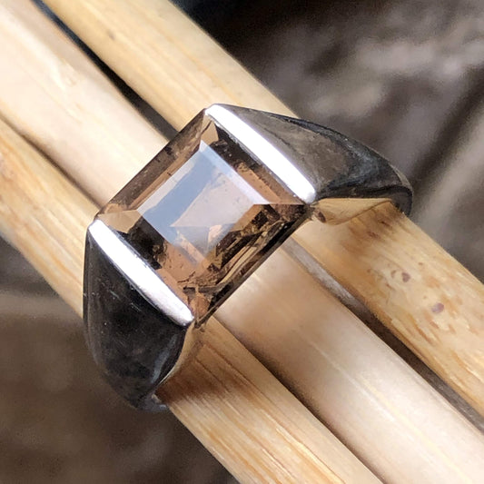 Natural 2ct Smoky Topaz 925 Solid Sterling Silver Men's Ring Size 8, 9, 10, 11, 12, 13 - Natural Rocks by Kala