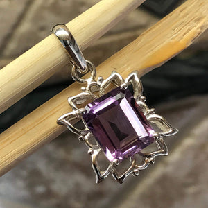 Natural 4ct Purple Amethyst 925 Solid Sterling Silver Pendant 28mm - Natural Rocks by Kala