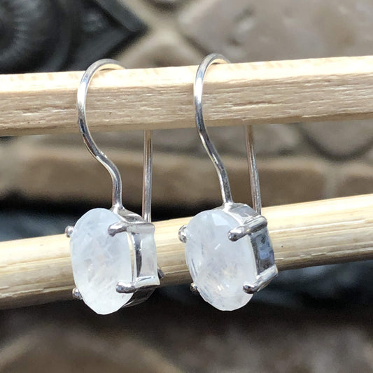 Natural Rainbow Moonstone 925 Solid Sterling Silver Earrings 24mm - Natural Rocks by Kala