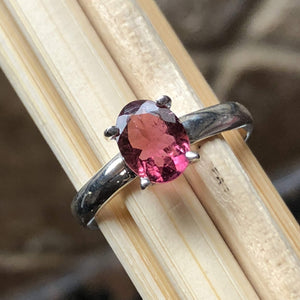 Natural Rubellite Tourmaline 925 Solid Sterling Silver Engagement Ring Size 7, 8 - Natural Rocks by Kala