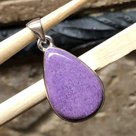 Natural Variscite in Purpurite 925 Solid Sterling Silver Pendant 30mm - Natural Rocks by Kala