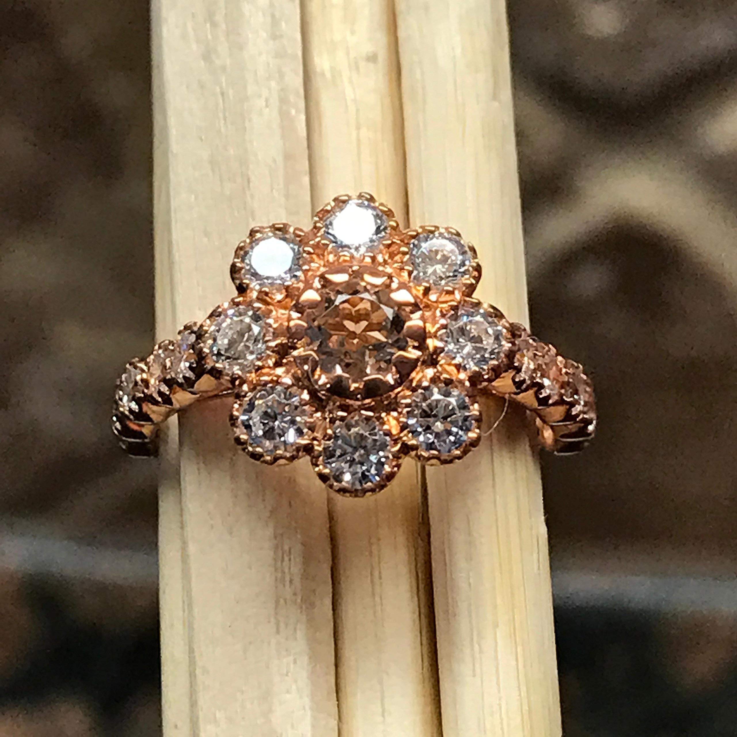 Natural Peach Morganite 14k Rose Gold Over Sterling Silver Engagement Ring Size 6, 7, 9 - Natural Rocks by Kala