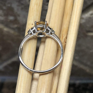Natural 1ct Golden Citrine 925 Solid Sterling Silver Engagement Ring Size 6, 8, 9 - Natural Rocks by Kala