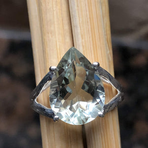 Natural 4ct Green Amethyst 925 Solid Sterling Silver Ring Size 6, 7, 8 - Natural Rocks by Kala