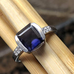 Natural 2ct Iolite, White Topaz 925 Sterling Silver Engagement Ring Size 6, 7, 8, 9 - Natural Rocks by Kala