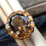 Natural 8ct Smoky Topaz, Golden Citrine 925 Solid Sterling Silver Ring Size 6, 7, 8, 9 - Natural Rocks by Kala