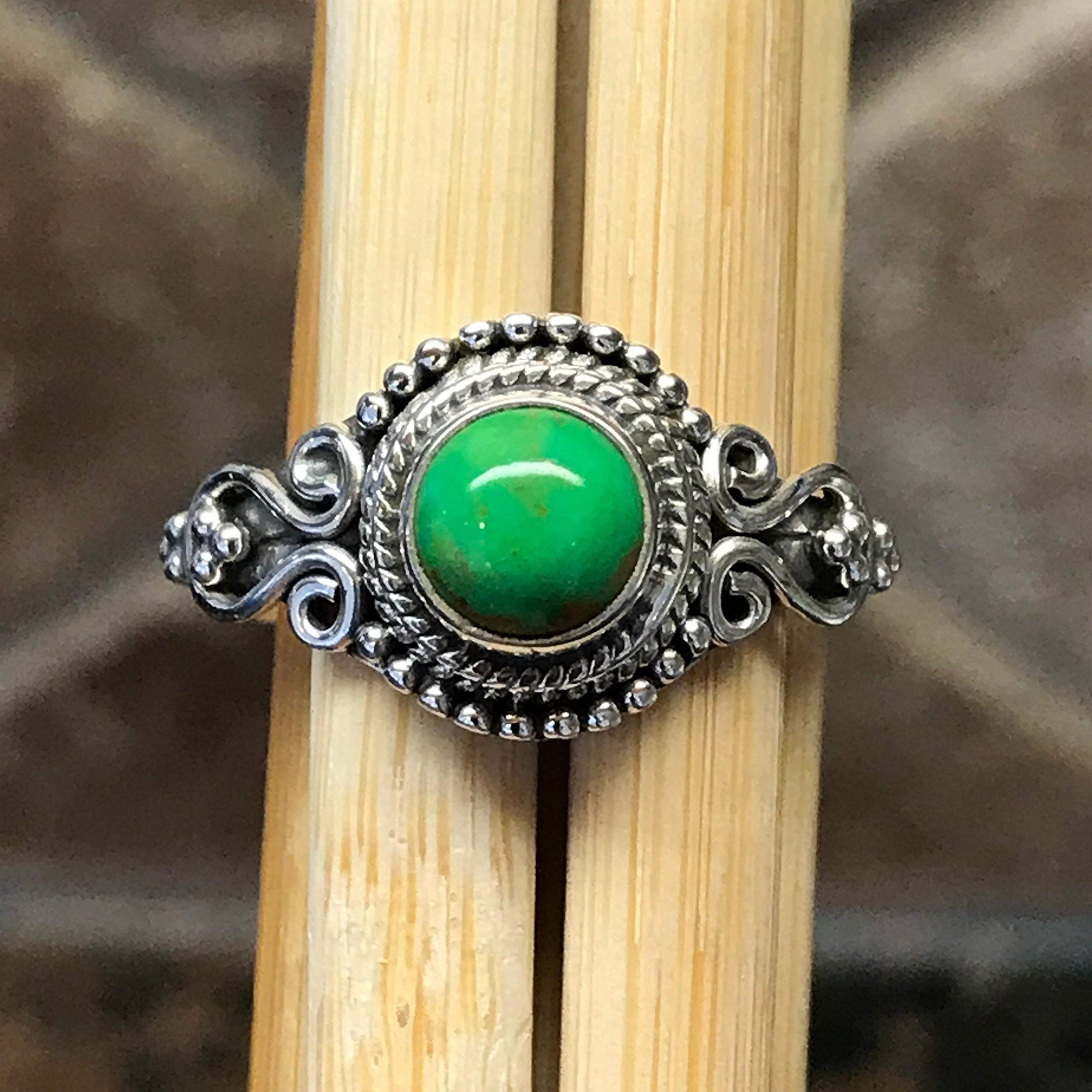 Natural Green Mohave Turquoise 925 Solid Sterling Silver Engagement Ring Size 7, 9 - Natural Rocks by Kala