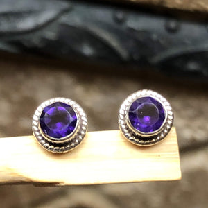 Natural 1.25ct Purple Amethyst 925 Solid Sterling Silver Earrings 7mm - Natural Rocks by Kala