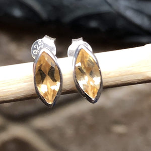 Genuine 2ct Golden Citrine 925 Solid Sterling Silver Earrings 7mm - Natural Rocks by Kala