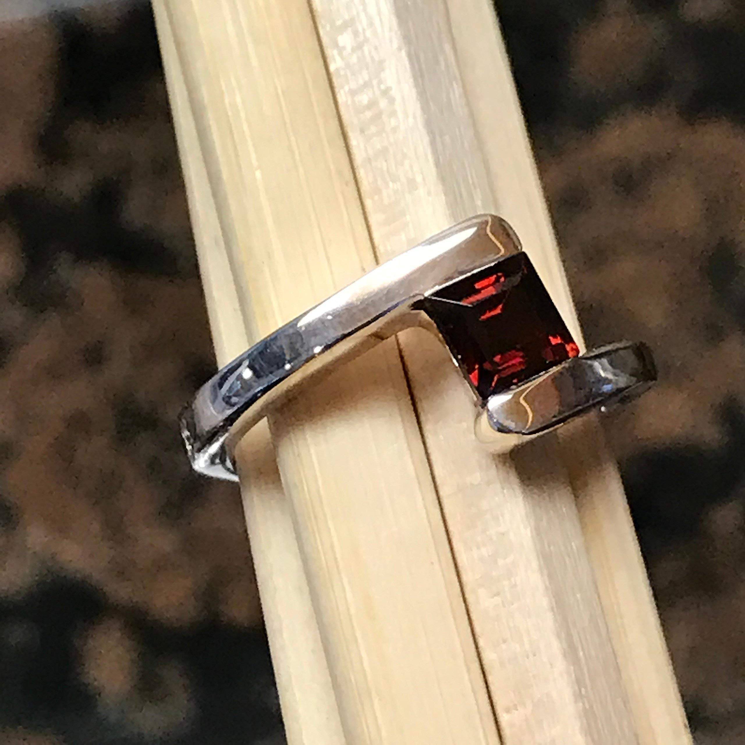 Natural Pyrope Garnet 925 Solid Sterling Silver Engagement Ring Size 6, 7, 8 - Natural Rocks by Kala