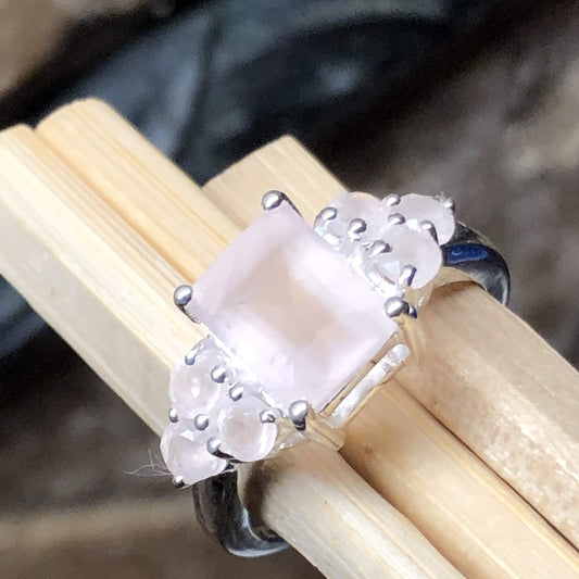 Natural 2ct Pink Rose Quartz 925 Sterling Silver Ring Size 6, 7, 8, 9 - Natural Rocks by Kala