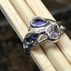 Natural 2ct Iolite 925 Solid Sterling Silver Ring Size 6, 7, 8, 9 - Natural Rocks by Kala