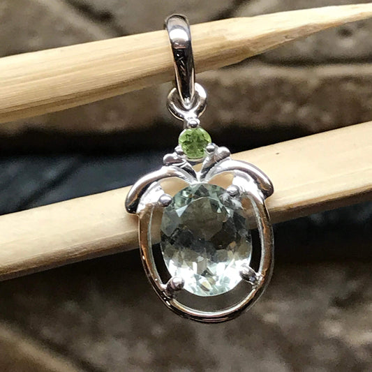 Natural 4ct Green Amethyst 925 Solid Sterling Silver Pendant 27mm - Natural Rocks by Kala