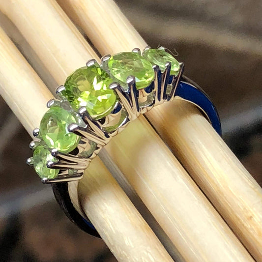 Natural 2.5ct Green Peridot 925 Solid Sterling Silver Ring Size 6, 7, 8 - Natural Rocks by Kala