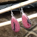 Natural Pink Rhodonite 925 Sterling Silver Earrings 35mm - Natural Rocks by Kala