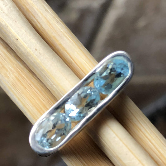 Natural 2ct Blue Topaz 925 Solid Sterling Silver Ring Size 6, 7, 8, 9 - Natural Rocks by Kala
