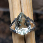 Natural 4ct Green Amethyst 925 Solid Sterling Silver Ring Size 6, 7, 8 - Natural Rocks by Kala