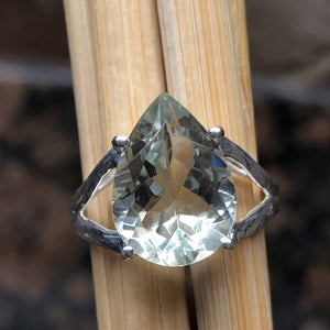 Natural 4ct Green Amethyst 925 Solid Sterling Silver Ring Size 6, 7, 8 - Natural Rocks by Kala