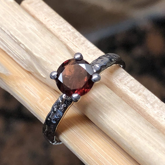 Natural 1ct Pyrope Garnet 925 Solid Sterling Silver Engagement Ring Size 6, 7, 8, 9 - Natural Rocks by Kala