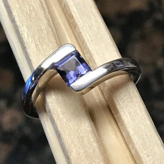 Natural 1ct Iolite 925 Sterling Silver Engagment Ring Size 7, 8, 9 - Natural Rocks by Kala